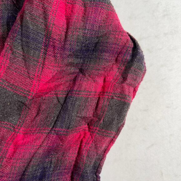 American Eagle Outfitters Button Flannel Shirt Woman S Boyfriend Fit Pink Black - Picture 11 of 15